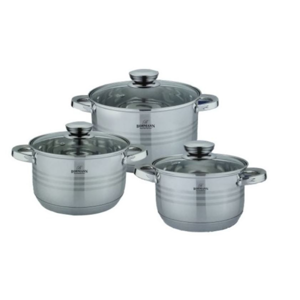 Комплект тенджери от неръждаема стомана Bohmann BH 71241-6 – Класика и удобство за всяка кухня (6 части) 1