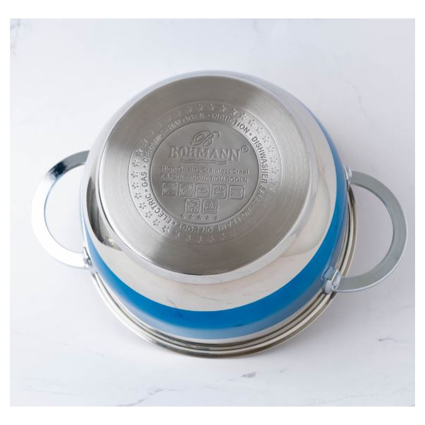 Комплект тенджери Bohmann BH 1818-08-AL – 8 части от висококачествена неръждаема стомана в елегантен син дизайн 3