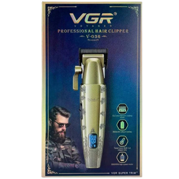 Професионална машинка за подстригване VGR V-036 с мощен мотор, титаниеви ножове и батерия 2600mAh 4