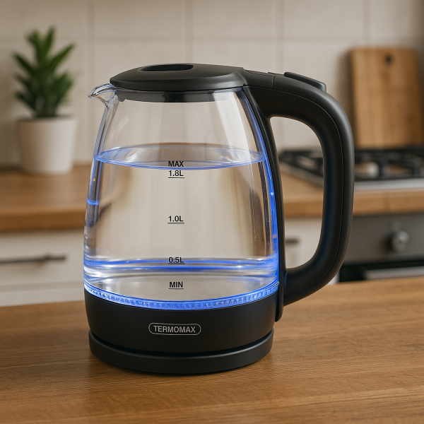 Стъклена електрическа кана Termomax TK3066, 1500W, 1.8 л. 2