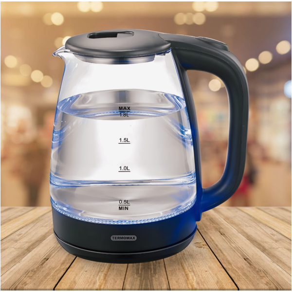 Стъклена електрическа кана Termomax TK3066, 1500W, 1.8 л. 3