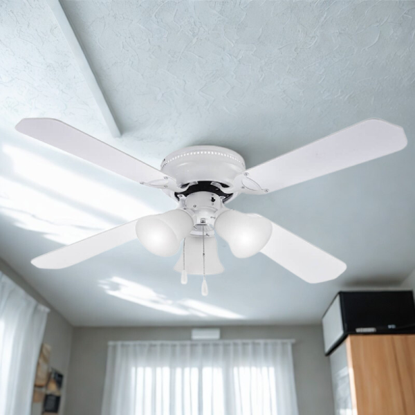Таванен вентилатор с осветление Muhler MCF4262W N – 107 см, 4 перки, 3xE27, 55W, MDF