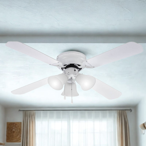 Таванен вентилатор с осветление Muhler MCF4262W N – 107 см, 4 перки, 3xE27, 55W, MDF 4