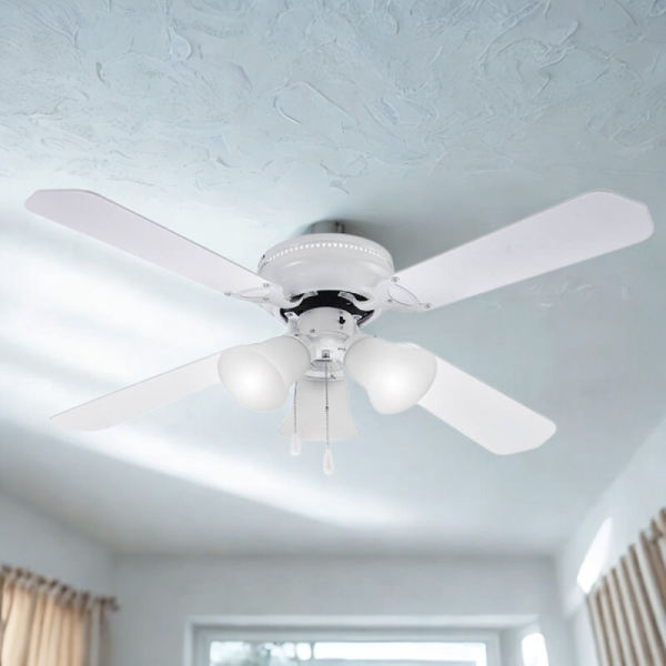 Таванен вентилатор с осветление Muhler MCF4262W N – 107 см, 4 перки, 3xE27, 55W, MDF 5