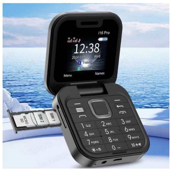 Сгъваем мобилен телефон i16 Pro – 2 SIM, камера, фенерче, FM радио 9