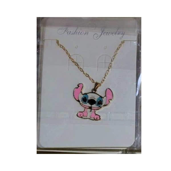 Детско колие Stitch с метална висулка, позлатена верижка 2