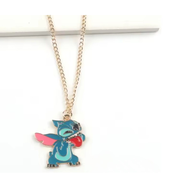 Детско колие Stitch с метална висулка, позлатена верижка 4