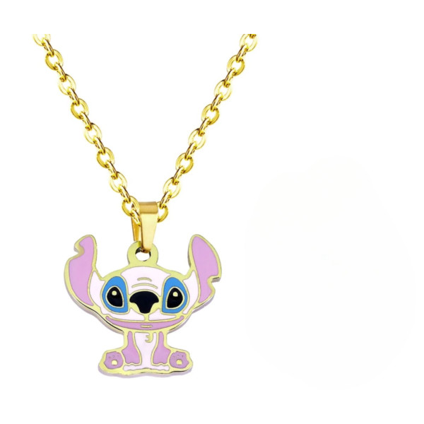 Детско колие Stitch с метална висулка, позлатена верижка 5