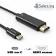 USB Type-C към HDMI кабел, 1,8m, Позлатен CA78 18