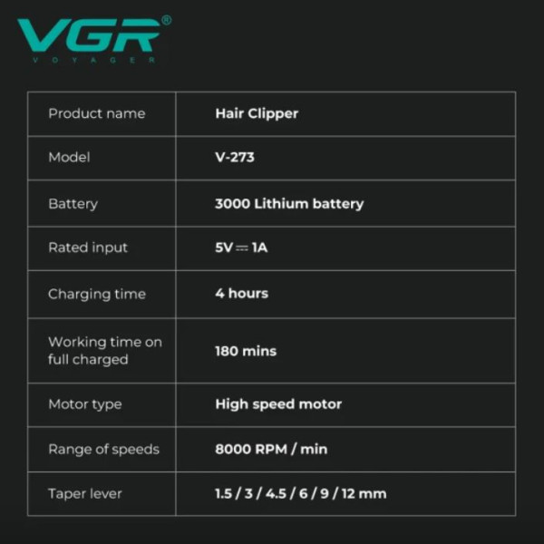 Професионална машинка за подстригване VGR V-273 4