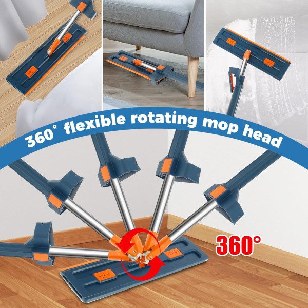 Комплект моп с 360° въртене и сгъваема кофа – Професионално и безконтактно почистване у дома 7
