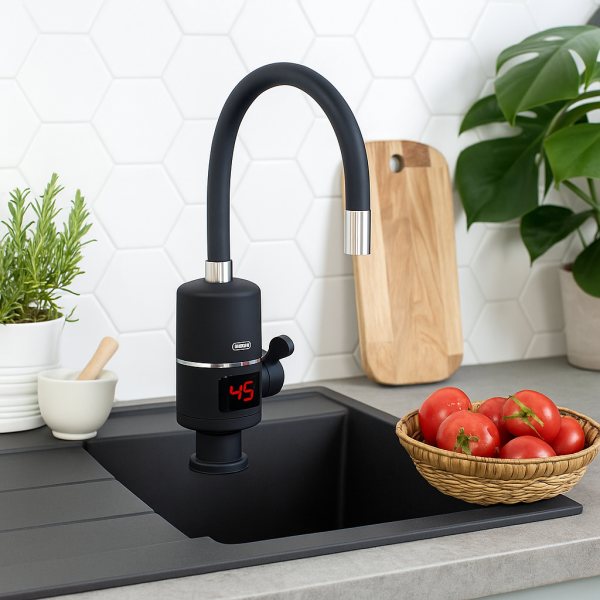 Нагревател за вода Rosberg R57100H, R57100HW, за стена/за плот, с гъвкав силиконов маркуч, 3300W 5