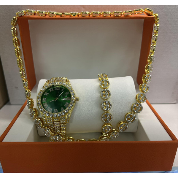 Луксозен комплект бижута - часовник, гривна и колие 2