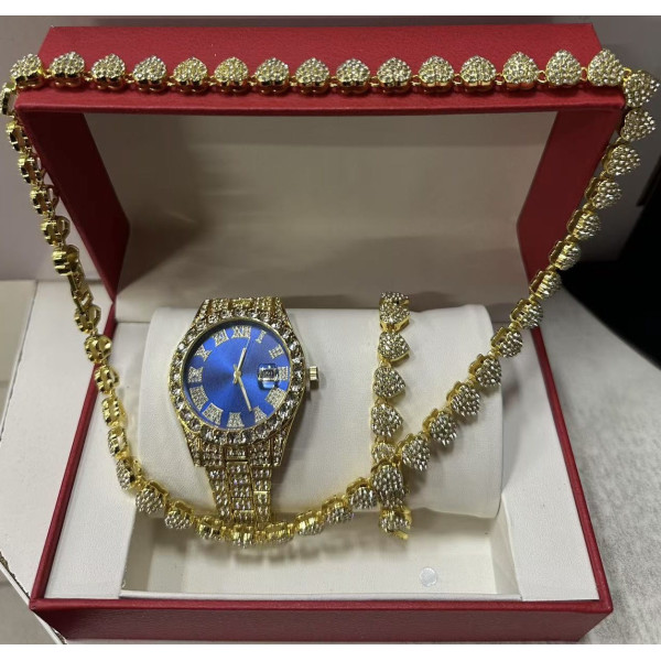 Луксозен комплект бижута - часовник, гривна и колие