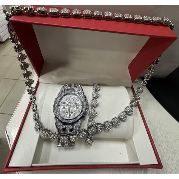 Луксозен комплект бижута - часовник, гривна и колие 6