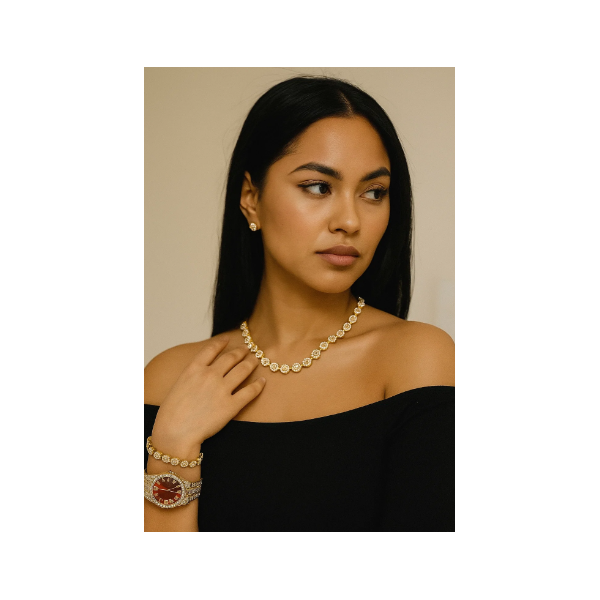 Луксозен комплект бижута - часовник, гривна и колие