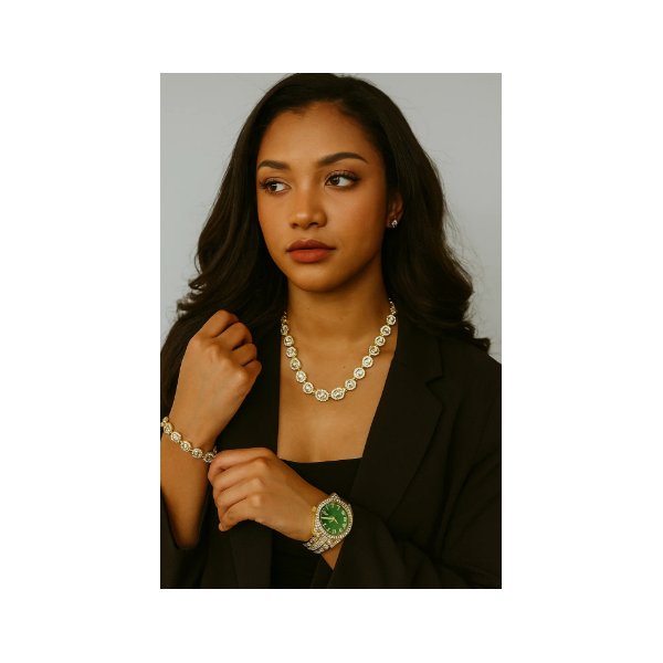 Луксозен комплект бижута - часовник, гривна и колие