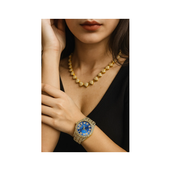 Луксозен комплект бижута - часовник, гривна и колие 13