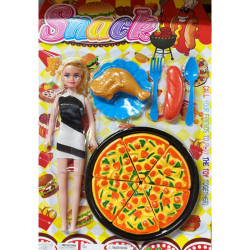 Детски комплект „Snack Time“ с кукла и играчки храна