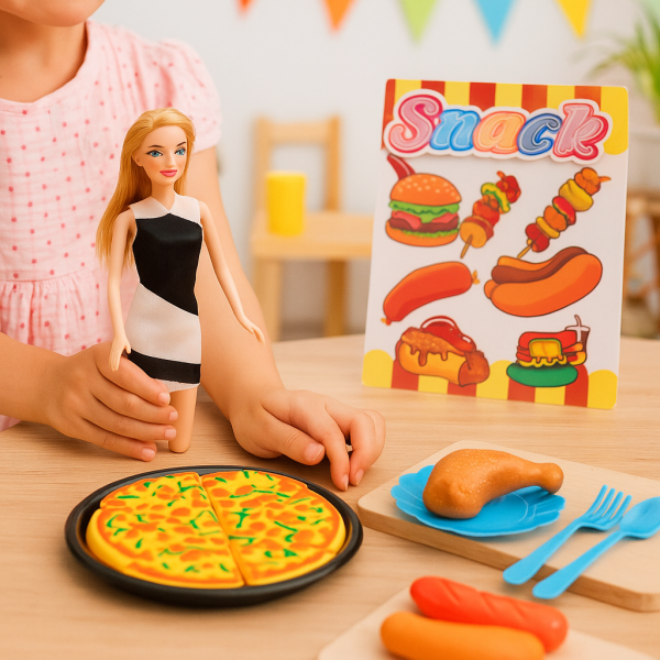 Детски комплект „Snack Time“ с кукла и играчки храна 2