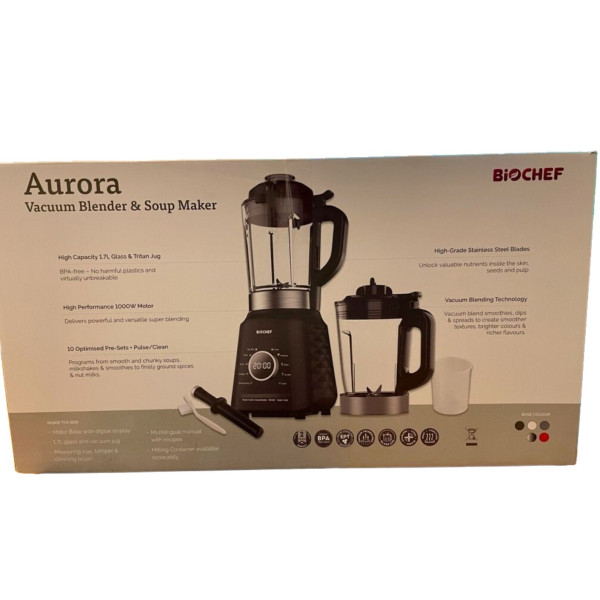 Вакуумен блендер и уред за приготвяне на супи BioChef Aurora с 1,7 л. стъклена кана, 1000W мощност 6