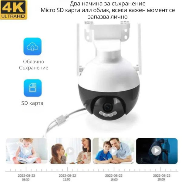 Куполна IP WIFI безжична камера за видеонаблюдение,6MP 8