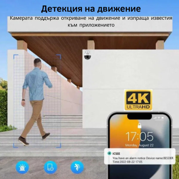 Куполна IP WIFI безжична камера за видеонаблюдение,6MP