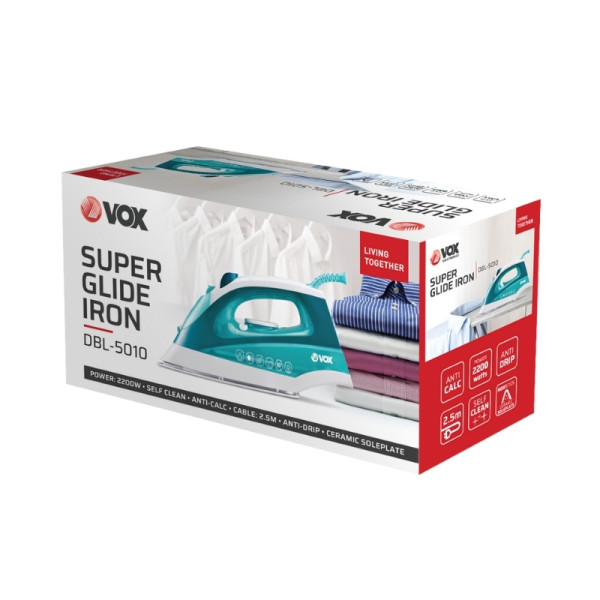 Парна ютия VOX DBL-5010, 2200W, Керамична плоча, Йонизация, кабел 1.8м 4