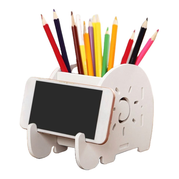 Поставка за съхранение на училищни и офис консумативи – Органайзер с държач за химикалки и телефон във формата на слон 1