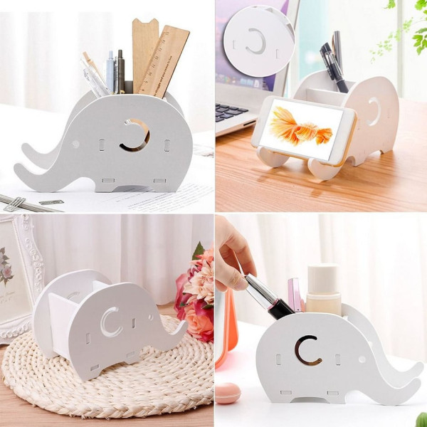 Поставка за съхранение на училищни и офис консумативи – Органайзер с държач за химикалки и телефон във формата на слон 11