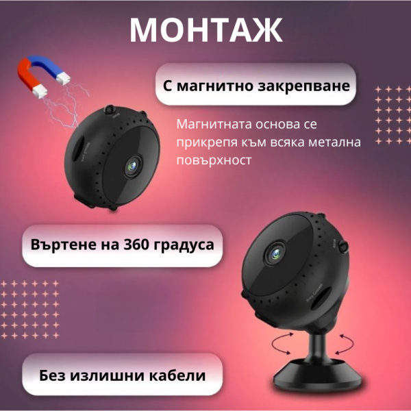 Преносима и безжична мини HD камера за тайно наблюдение с Wi-Fi връзка IP31B