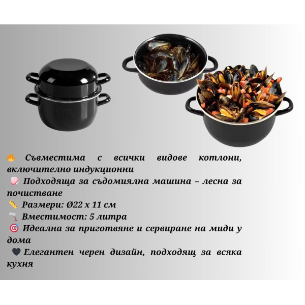 Емайлирана тенджера за миди Rosberg R54525A22, 5 л, Ø22 см, за индукционни котлони 5