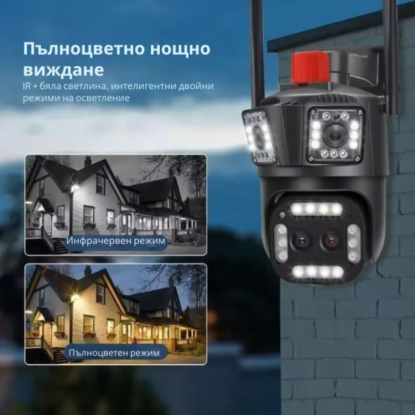 Тройна Smart WiFi безжична IP камера с 12MP и нощно виждане 5