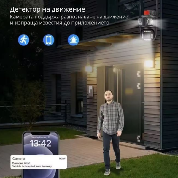Тройна Smart WiFi безжична IP камера с 12MP и нощно виждане 6