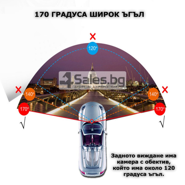 Видеорегистратор огледало за задно виждане - 4.3 инча +Карта памет Micro SD 16GB