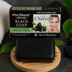 Сапун за лице и тяло с активен въглен и зелен чай – Kiss Beauty Black Soap