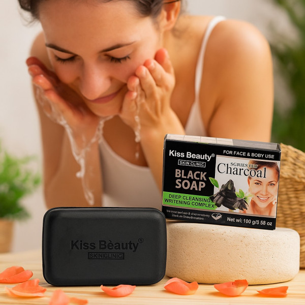 Сапун за лице и тяло с активен въглен и зелен чай – Kiss Beauty Black Soap 4