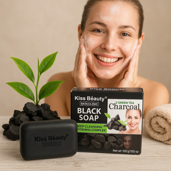 Сапун за лице и тяло с активен въглен и зелен чай – Kiss Beauty Black Soap 5