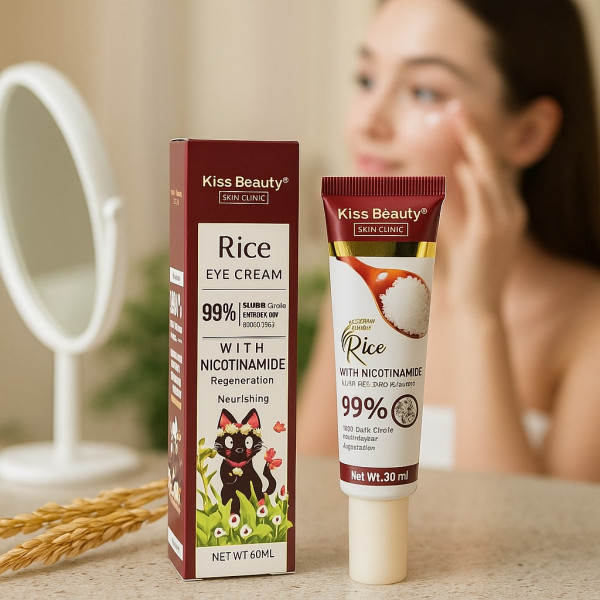 Околоочен крем с ориз и ниацинамид Kiss Beauty – срещу тъмни кръгове и подпухналост 5