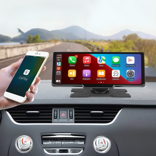 Мултимедия CarPlay Android/iOS Auto H105V 10.26" – безжичен смарт екран с Android Auto, Bluetooth и универсална стойка 2