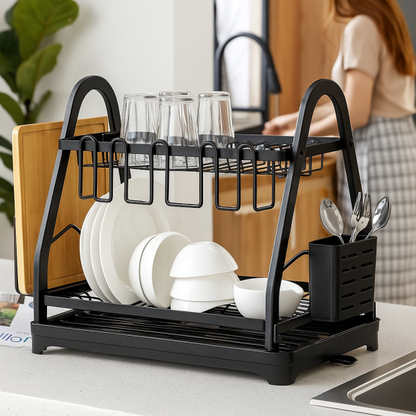 Сушилник на две нива с преливник Dish rack MZY-1032B, IN-417D 2