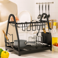 Сушилник на две нива с преливник Dish rack MZY-1032B, IN-417D