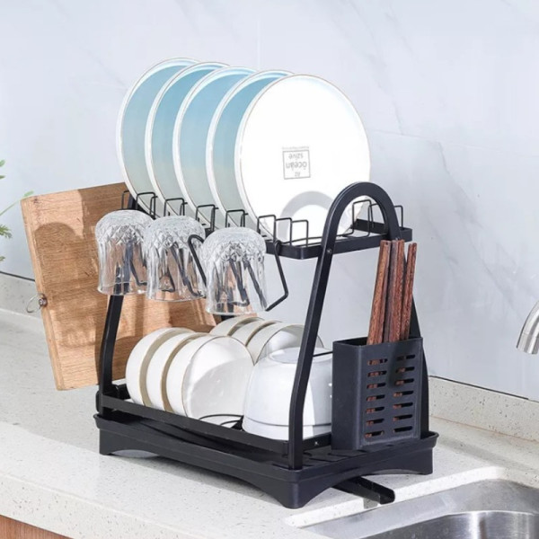 Сушилник на две нива с преливник Dish rack MZY-1032B, IN-417D