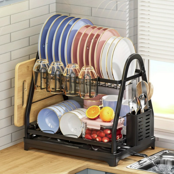 Сушилник на две нива с преливник Dish rack MZY-1032B, IN-417D 8