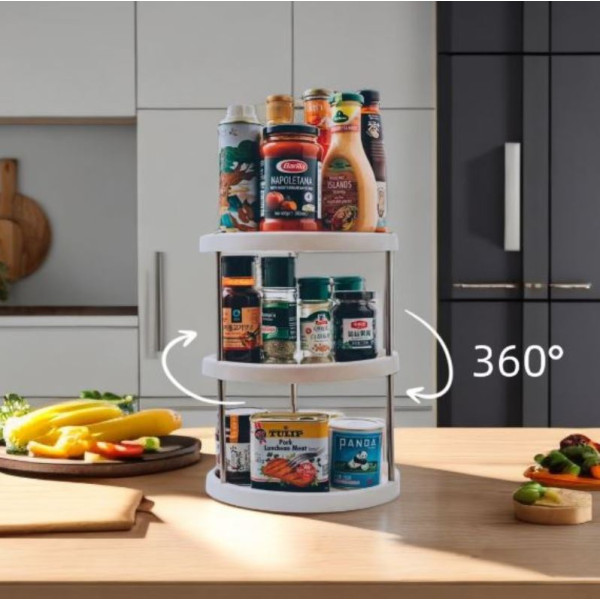 Въртяща се 3-етажна поставка – 360° организация за кухня, баня и дом 1