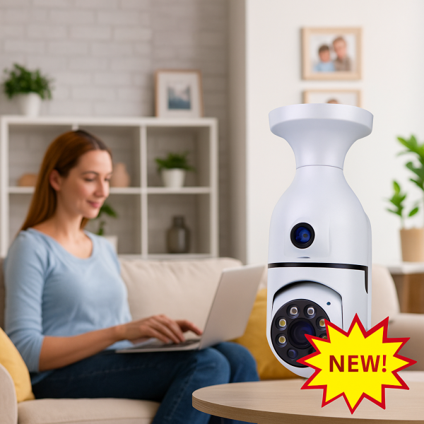 WiFi двойна IP камера за фасунга – Full HD 1080P, 355° въртене, нощно виждане и двупосочно аудио