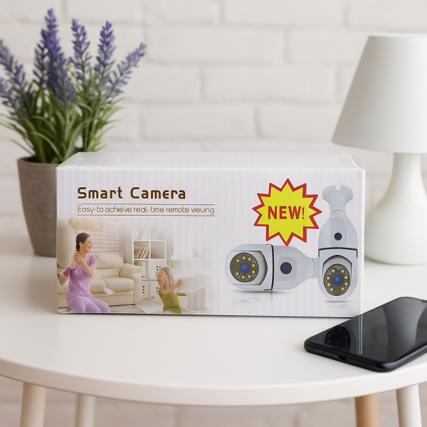 WiFi двойна IP камера за фасунга – Full HD 1080P, 355° въртене, нощно виждане и двупосочно аудио 1