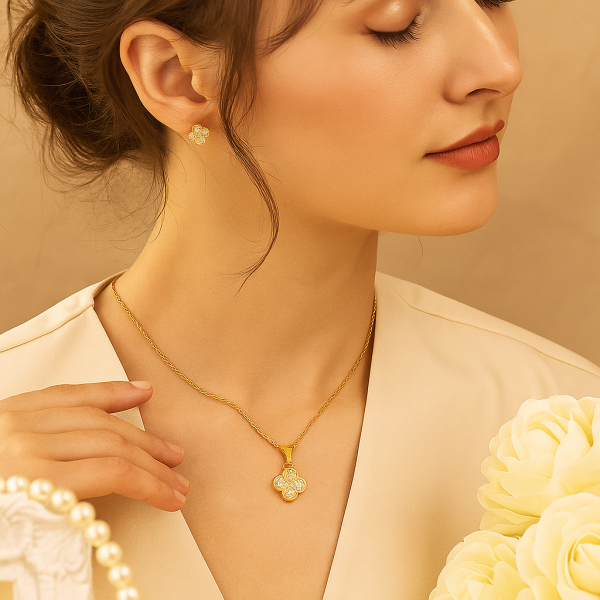 Елегантен комплект колие с обеци 3