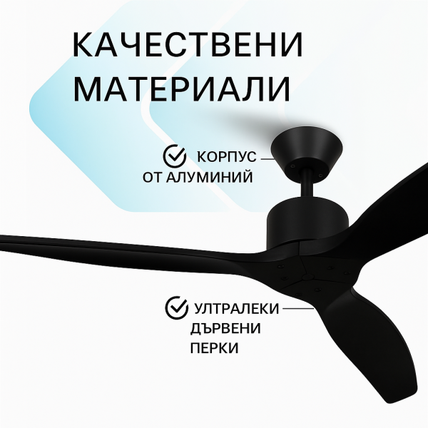 Вентилатор за таван Mellеrware Brizy Ceiling Fan с дистанц. управл.,45W,6 скорости,таймер,DC мотор