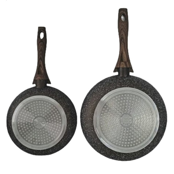 Комплект тигани 9Tnine-4419, 22/26см, Мраморно покритие, Кован алуминий